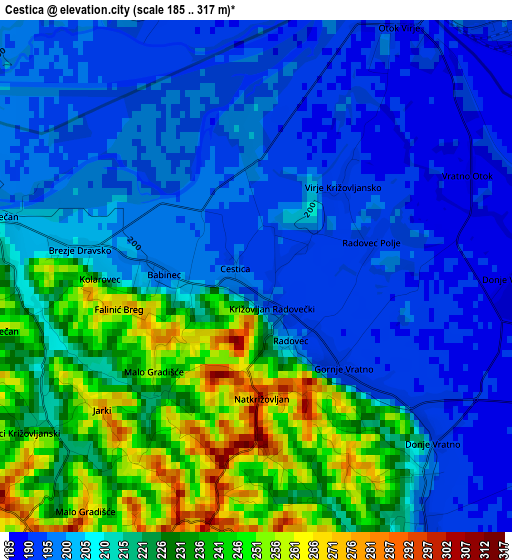 Cestica elevation map