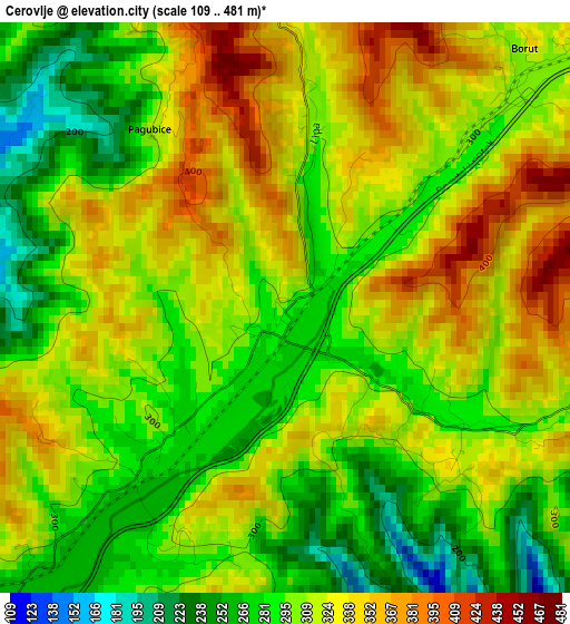Cerovlje elevation map