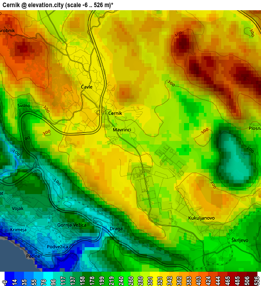 Cernik elevation map