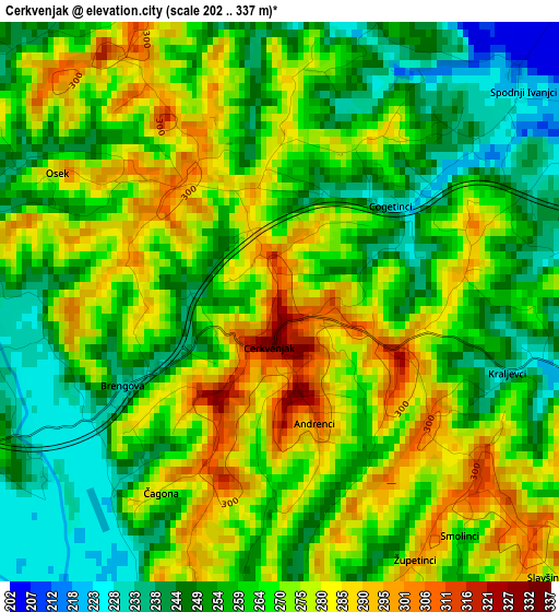 Cerkvenjak elevation map