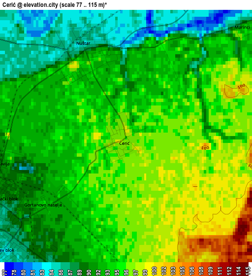 Cerić elevation map