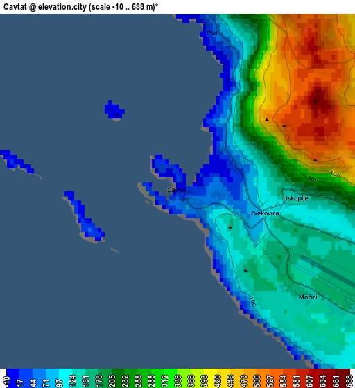 Cavtat elevation map