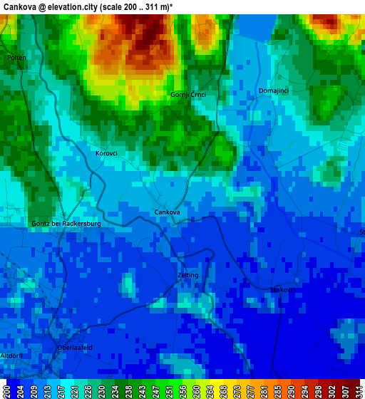 Cankova elevation map