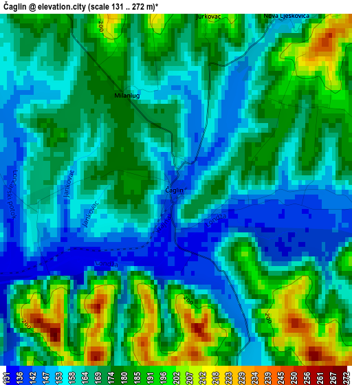 Čaglin elevation map