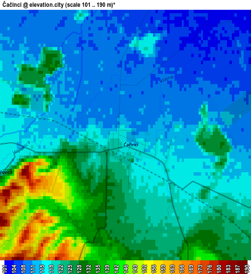 Čačinci elevation map