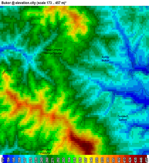 Bukor elevation map