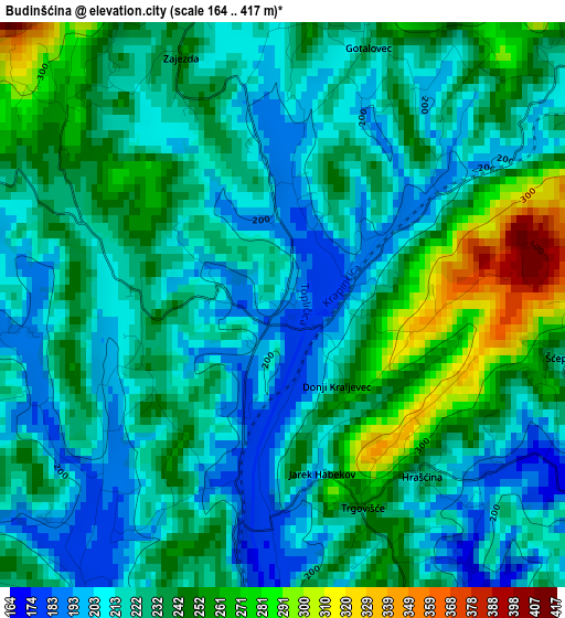 Budinšćina elevation map