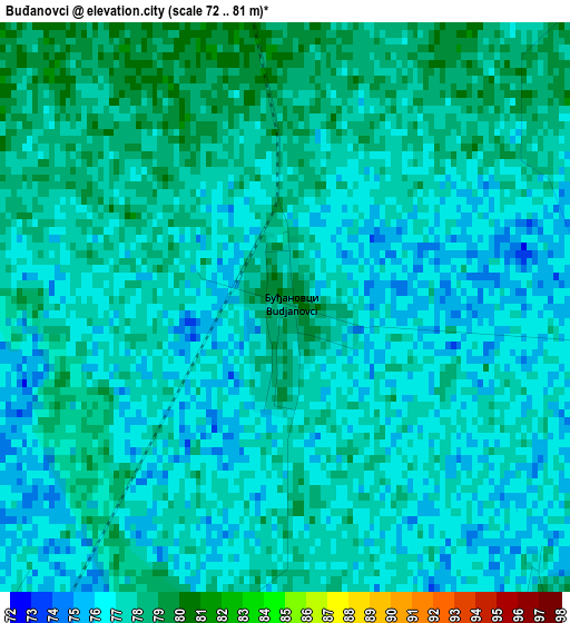 Buđanovci elevation map