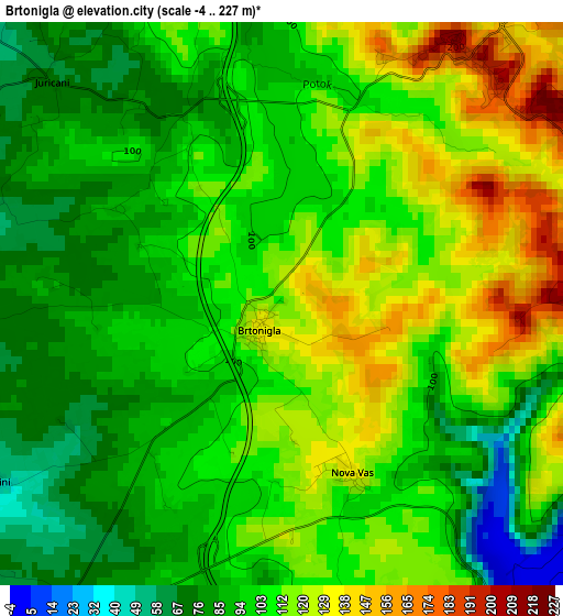 Brtonigla elevation map