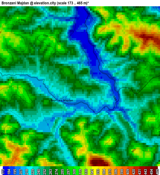 Bronzani Majdan elevation map