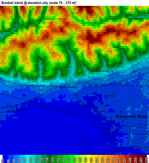 Brodski Varoš elevation map