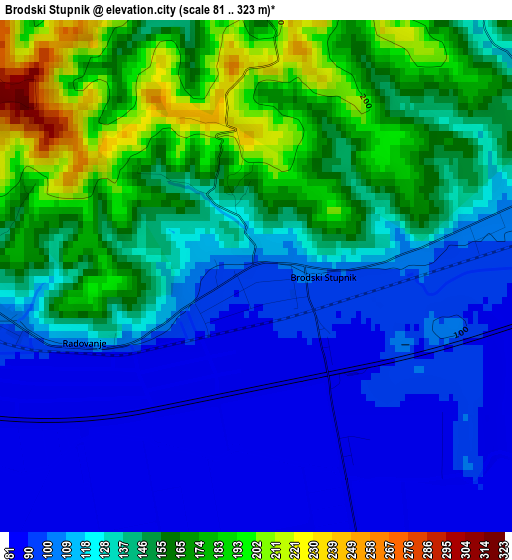 Brodski Stupnik elevation map