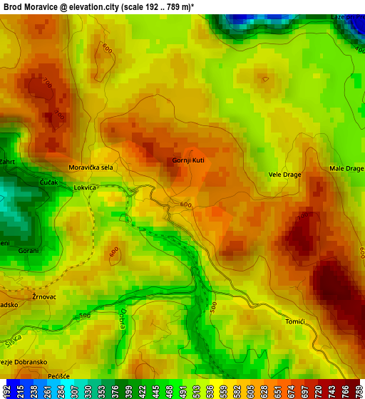 Brod Moravice elevation map