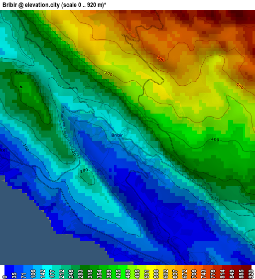 Bribir elevation map