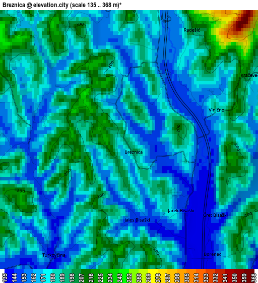 Breznica elevation map