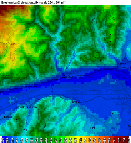 Bresternica elevation map