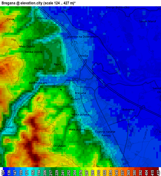 Bregana elevation map