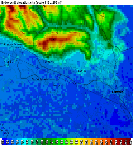 Brdovec elevation map