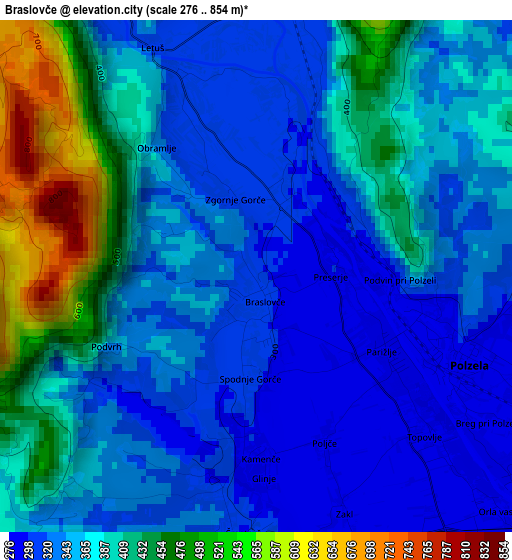 Braslovče elevation map