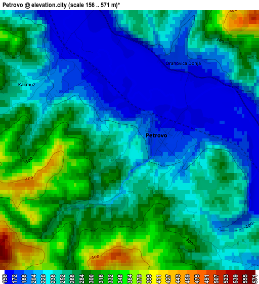 Petrovo elevation map