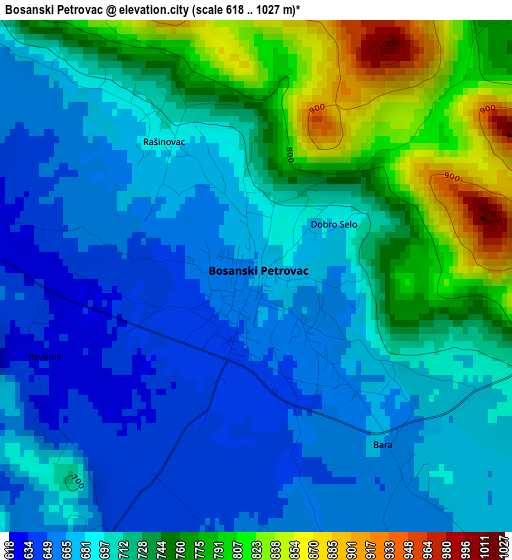 Bosanski Petrovac elevation map