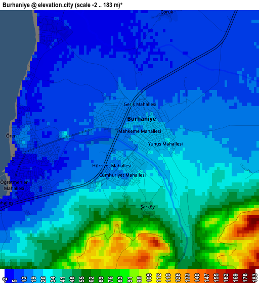 Burhaniye elevation map