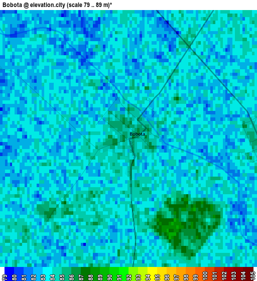 Bobota elevation map