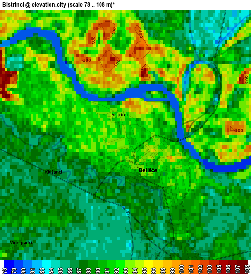 Bistrinci elevation map