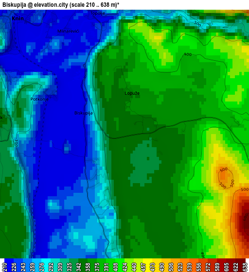 Biskupija elevation map