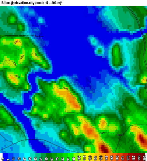 Bilice elevation map