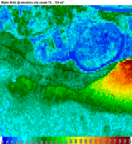 Bijelo Brdo elevation map