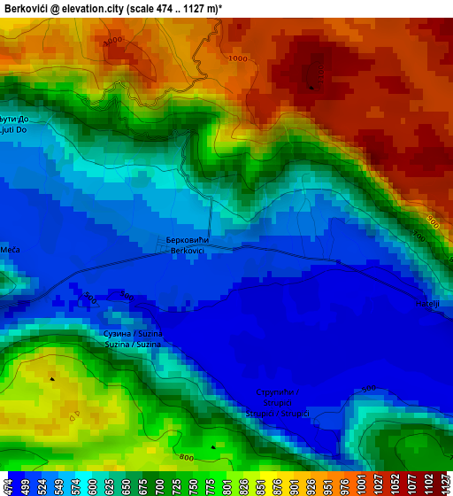 Berkovići elevation map