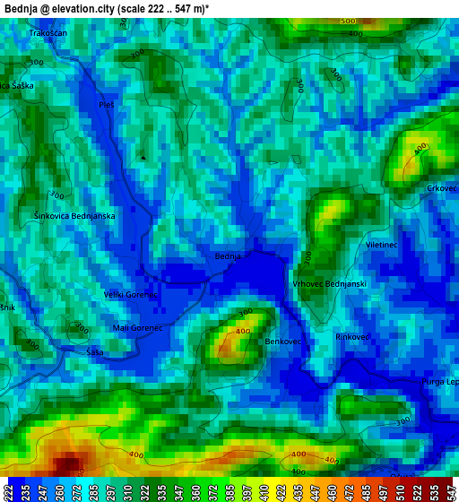 Bednja elevation map