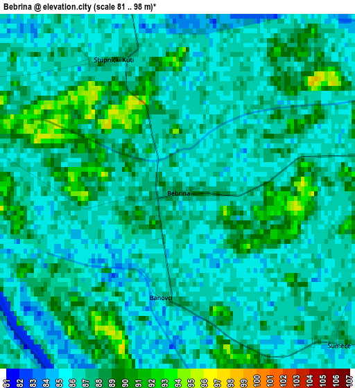 Bebrina elevation map