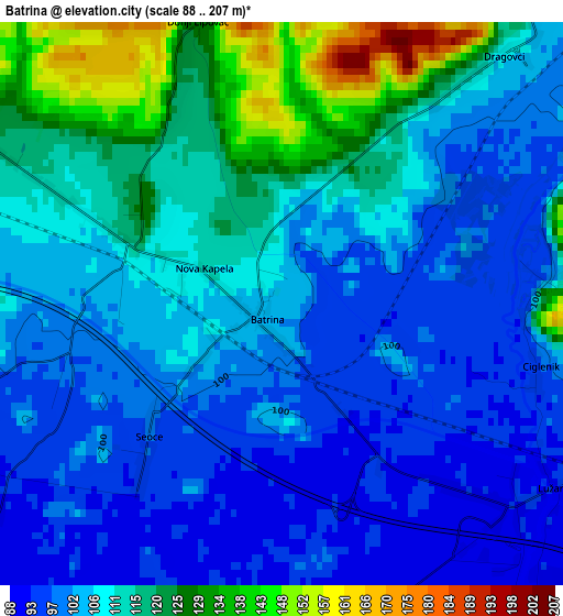 Batrina elevation map