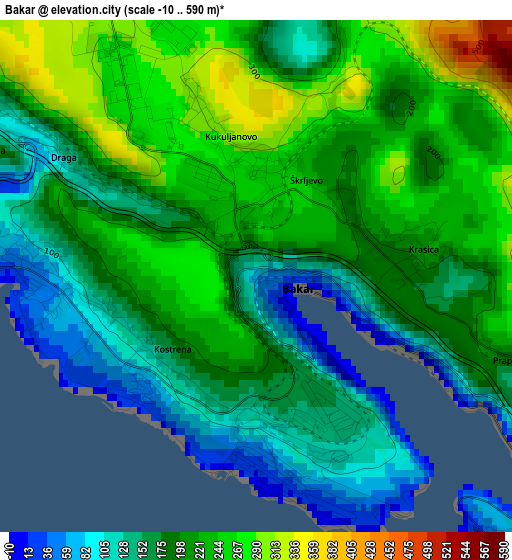 Bakar elevation map