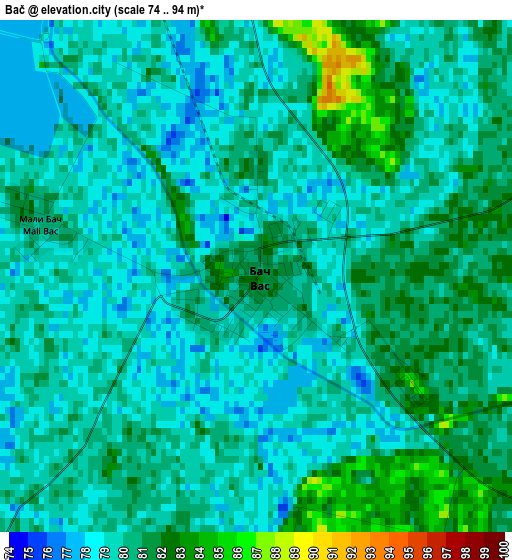 Bač elevation map