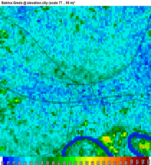 Babina Greda elevation map