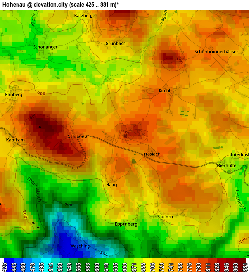 Hohenau elevation map