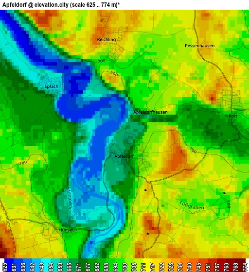 Apfeldorf elevation map