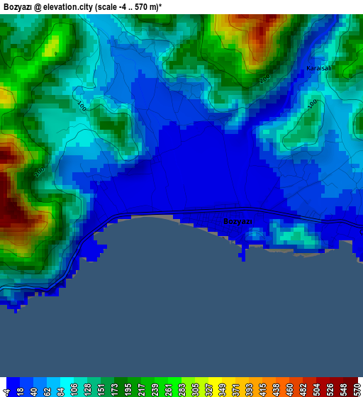 Bozyazı elevation map