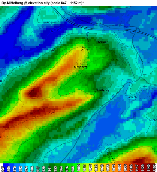 Oy-Mittelberg elevation map