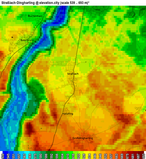 Straßlach-Dingharting elevation map