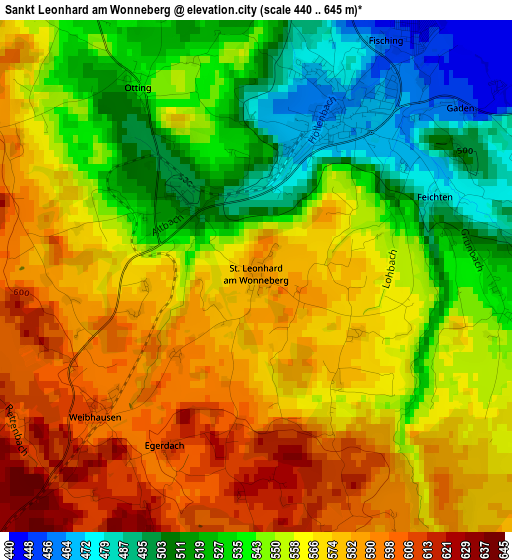 Sankt Leonhard am Wonneberg elevation map