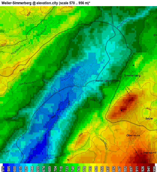 Weiler-Simmerberg elevation map