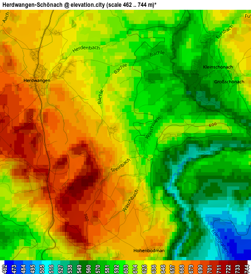 Herdwangen-Schönach elevation map