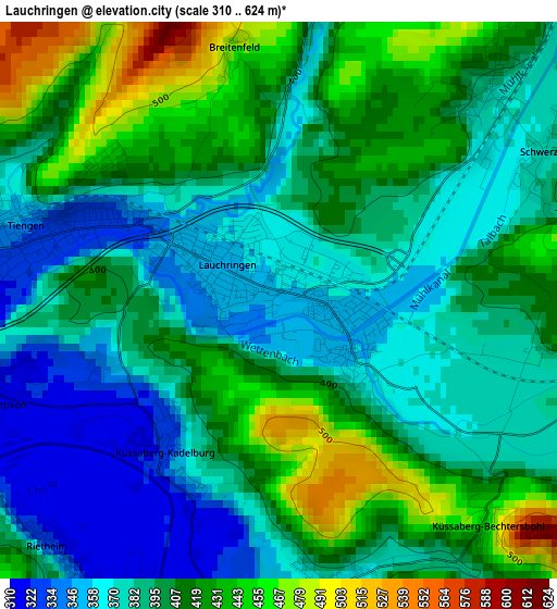 Lauchringen elevation map