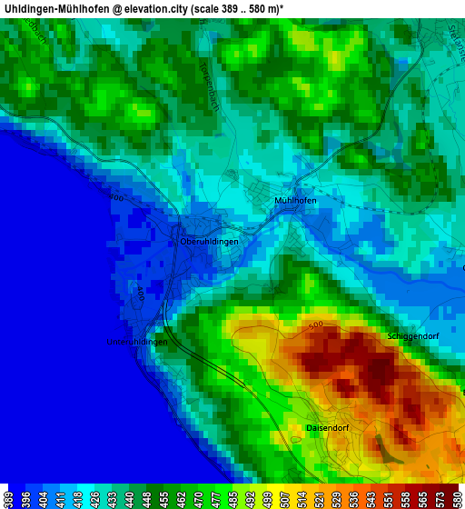 Uhldingen-Mühlhofen elevation map