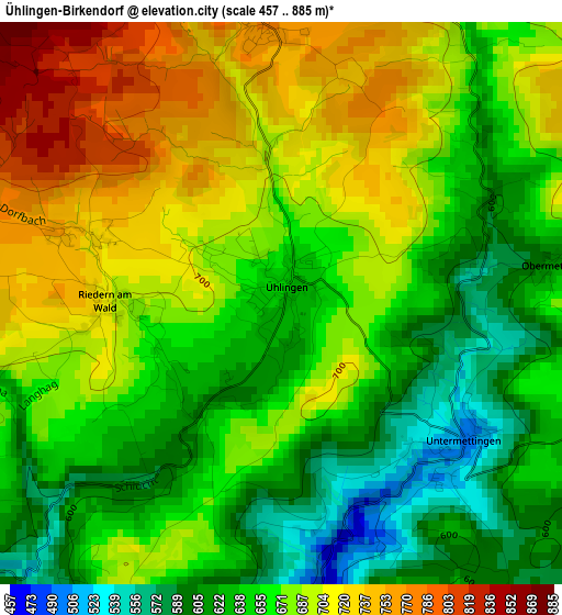 Ühlingen-Birkendorf elevation map