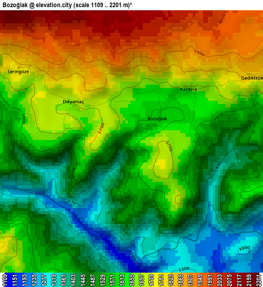 Bozoğlak elevation map